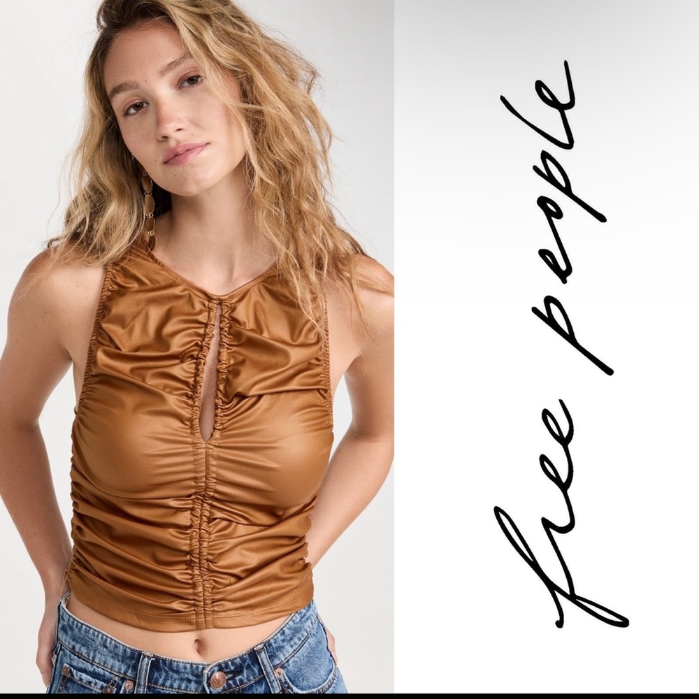 Free People Ride Along Ruched Crop Top medium